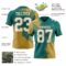 3DPattern8778-1 Custom Teal White-Old Gold 3D Pattern Abstract Brush Stroke Authentic Football Jersey