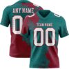 Custom Teal White-Crimson 3D Pattern Abstract Brush Stroke Authentic Football Jersey