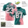 Custom Teal White-Medium Pink 3D Pattern Abstract Brush Stroke Authentic Football Jersey