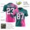 3DPattern8782-1 Custom Teal White-Pink 3D Pattern Abstract Brush Stroke Authentic Football Jersey
