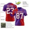 Custom Purple White-Red 3D Pattern Abstract Brush Stroke Authentic Football Jersey