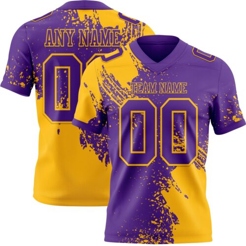 3DPattern8786 Custom Purple Gold 3D Pattern Abstract Brush Stroke Authentic Football Jersey