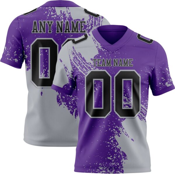 Custom Purple Black-Gray 3D Pattern Abstract Brush Stroke Authentic Football Jersey
