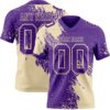 Custom Purple Cream 3D Pattern Abstract Brush Stroke Authentic Football Jersey