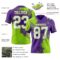 3DPattern8791-1 Custom Purple White-Neon Green 3D Pattern Abstract Brush Stroke Authentic Football Jersey