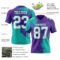 3DPattern8792-1 Custom Purple White-Aqua 3D Pattern Abstract Brush Stroke Authentic Football Jersey