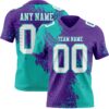 Custom Purple White-Aqua 3D Pattern Abstract Brush Stroke Authentic Football Jersey
