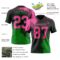 3DPattern8796-1 Custom Black Pink-Grass Green 3D Pattern Abstract Brush Stroke Authentic Football Jersey