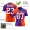 3DPattern8798-1 Custom Purple White-Orange 3D Pattern Abstract Brush Stroke Authentic Football Jersey