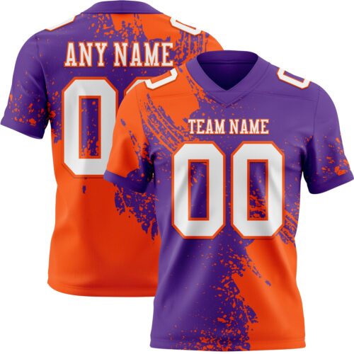 3DPattern8798 Custom Purple White-Orange 3D Pattern Abstract Brush Stroke Authentic Football Jersey