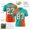 3DPattern8800-1 Custom Aqua White-Orange 3D Pattern Abstract Brush Stroke Authentic Football Jersey