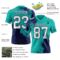 3DPattern8801-1 Custom Aqua White-Navy 3D Pattern Abstract Brush Stroke Authentic Football Jersey