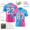 Custom Sky Blue White-Pink 3D Pattern Abstract Brush Stroke Authentic Football Jersey