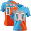 Custom Sky Blue White-Orange 3D Pattern Abstract Brush Stroke Authentic Football Jersey