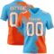 3DPattern8803 Custom Sky Blue White-Orange 3D Pattern Abstract Brush Stroke Authentic Football Jersey