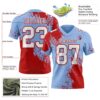 Custom Light Blue White-Red 3D Pattern Abstract Brush Stroke Authentic Football Jersey