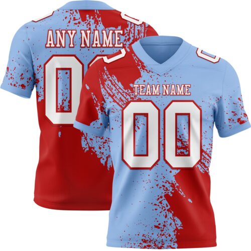 3DPattern8805 Custom Light Blue White-Red 3D Pattern Abstract Brush Stroke Authentic Football Jersey