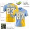 Custom Light Blue White-Yellow 3D Pattern Abstract Brush Stroke Authentic Football Jersey