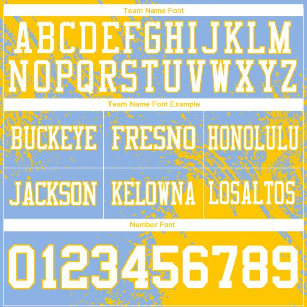 Custom Light Blue White-Yellow 3D Pattern Abstract Brush Stroke Authentic Football Jersey