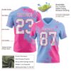 Custom Light Blue White-Pink 3D Pattern Abstract Brush Stroke Authentic Football Jersey