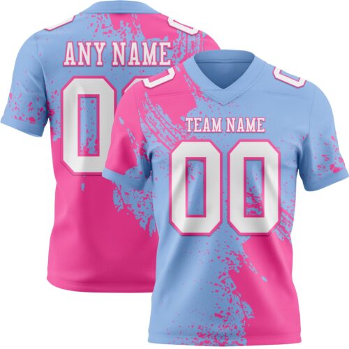 3DPattern8807 Custom Light Blue White-Pink 3D Pattern Abstract Brush Stroke Authentic Football Jersey