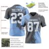 Custom Steel Gray White-Light Blue 3D Pattern Abstract Brush Stroke Authentic Football Jersey