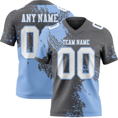 3DPattern8808 Custom Steel Gray White-Light Blue 3D Pattern Abstract Brush Stroke Authentic Football Jersey