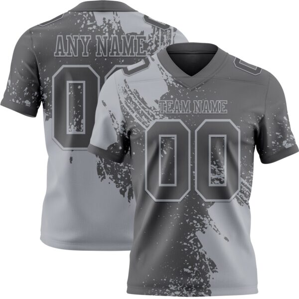 Custom Steel Gray Gray 3D Pattern Abstract Brush Stroke Authentic Football Jersey
