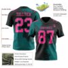Custom Black Pink-Teal 3D Pattern Abstract Brush Stroke Authentic Football Jersey