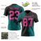 3DPattern8812-1 Custom Black Pink-Teal 3D Pattern Abstract Brush Stroke Authentic Football Jersey