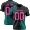 Custom Black Pink-Teal 3D Pattern Abstract Brush Stroke Authentic Football Jersey