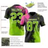 Custom Black Neon Green-Pink 3D Pattern Abstract Brush Stroke Authentic Football Jersey
