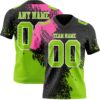 Custom Black Neon Green-Pink 3D Pattern Abstract Brush Stroke Authentic Football Jersey