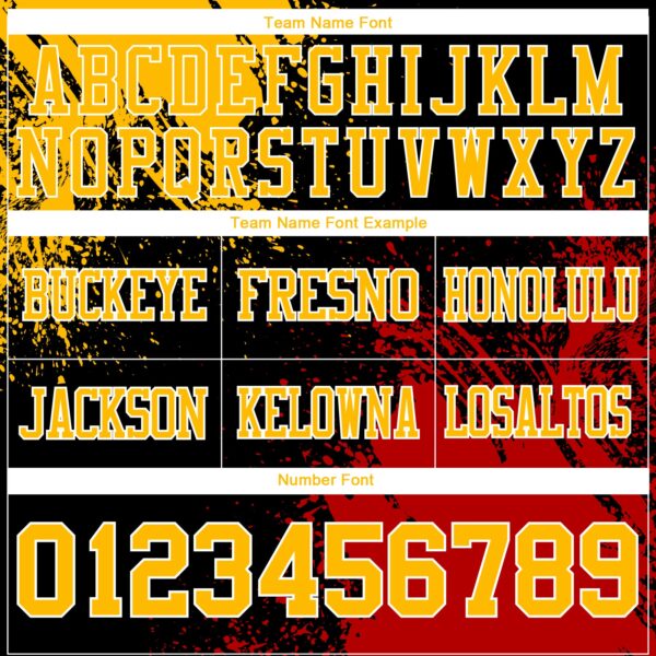 Custom Black Gold Red-White 3D Pattern Abstract Brush Stroke Authentic Football Jersey