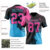 3DPattern8816-1 Custom Black Pink-Sky Blue 3D Pattern Abstract Brush Stroke Authentic Football Jersey