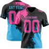 3DPattern8816 Custom Black Pink-Sky Blue 3D Pattern Abstract Brush Stroke Authentic Football Jersey