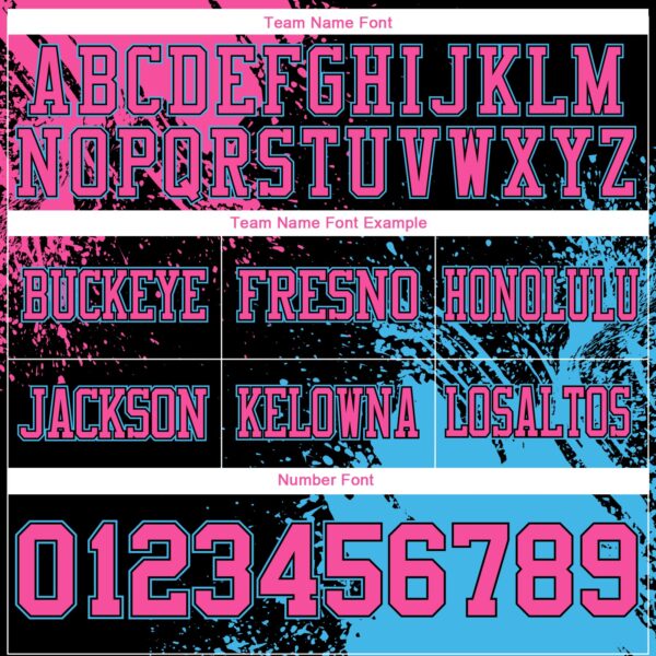 3DPattern8816-2 Custom Black Pink-Sky Blue 3D Pattern Abstract Brush Stroke Authentic Football Jersey