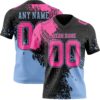 Custom Black Pink-Light Blue 3D Pattern Abstract Brush Stroke Authentic Football Jersey