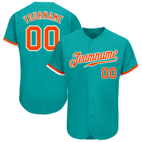 Aqua0107 Custom Aqua Orange-White Authentic Baseball Jersey