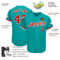 Custom Aqua Red-White Authentic Baseball Jersey