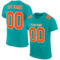 Aqua0140_d854a938-e840-45fb-aca7-bf1fd5a41450 Custom Aqua Orange-White Mesh Authentic Football Jersey