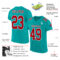 Custom Aqua Red-White Mesh Authentic Football Jersey