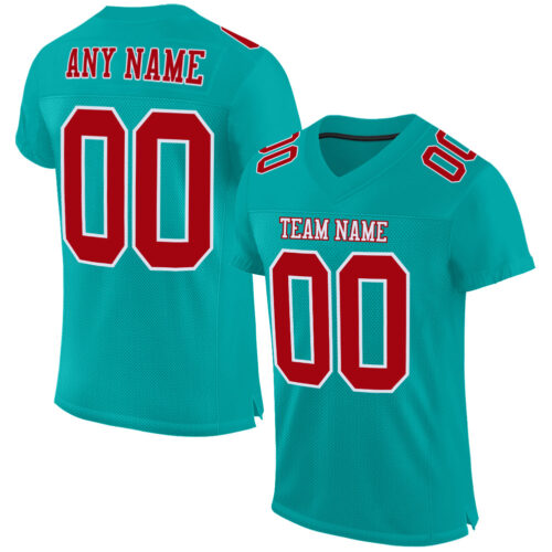 Aqua0143_7da8f234-f2b6-43dc-9fe8-76e40217b0a9 Custom Aqua Red-White Mesh Authentic Football Jersey