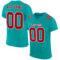 Custom Aqua Red-White Mesh Authentic Football Jersey