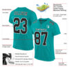 Custom Aqua Black-White Mesh Authentic Football Jersey