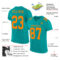 Aqua0145-1 Custom Aqua Bay Orange Mesh Authentic Football Jersey