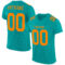 Aqua0145 Custom Aqua Bay Orange Mesh Authentic Football Jersey