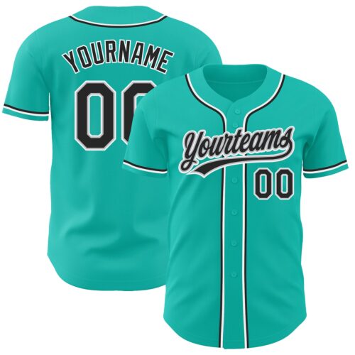 Aqua0149_f860318d-7d76-45f0-b912-cc89551368e5 Custom Aqua Black-Gray Authentic Baseball Jersey