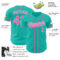 Custom Aqua Pink-White Authentic Baseball Jersey