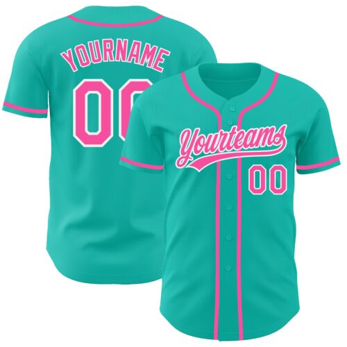 Aqua0155_246e2c88-0dc7-4613-8b86-832187234e0a Custom Aqua Pink-White Authentic Baseball Jersey